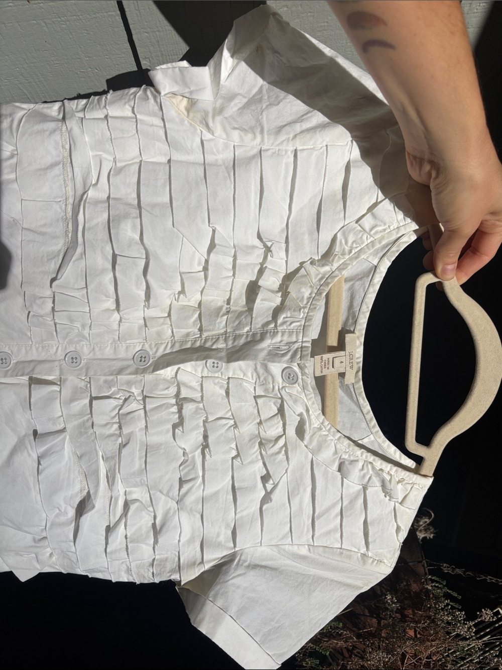 J. Crew White Ruffle Button-Front Mini Dress - Picture 5 of 5